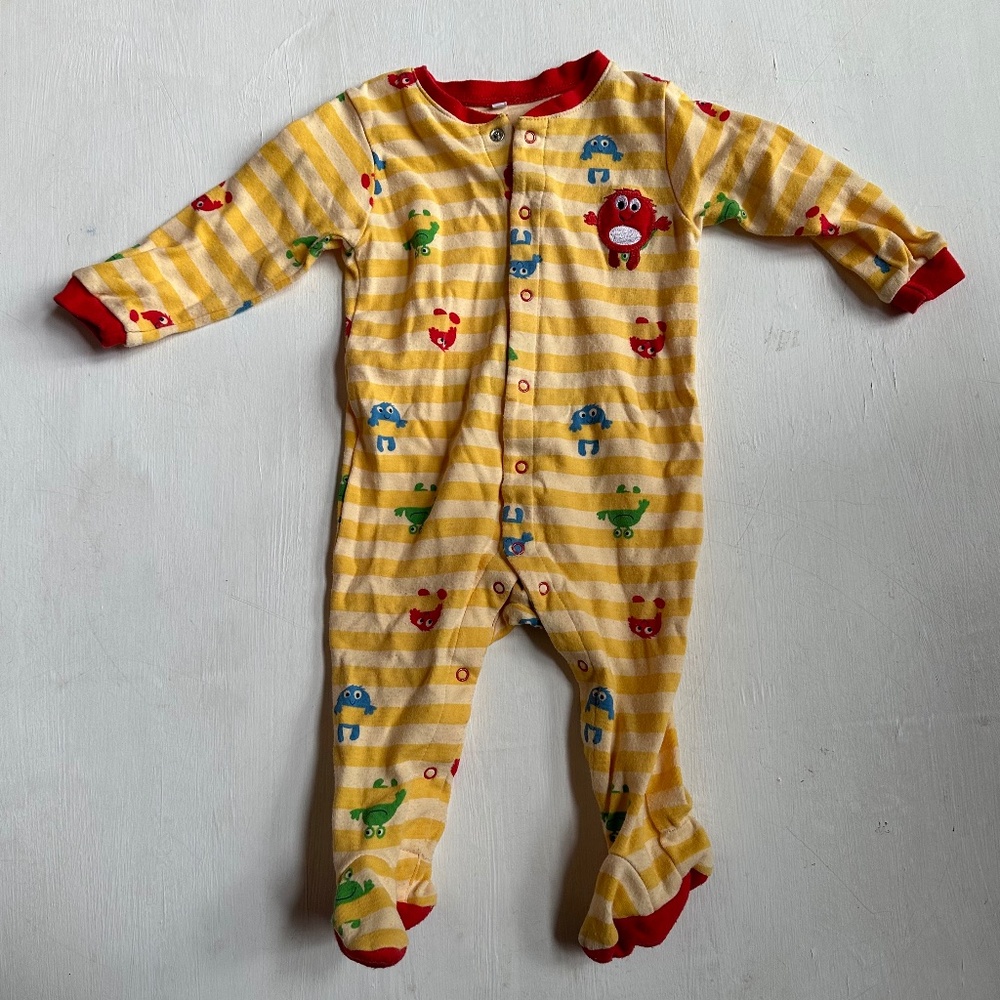 Pekkle Yellow Striped Monster Footie Pajamas